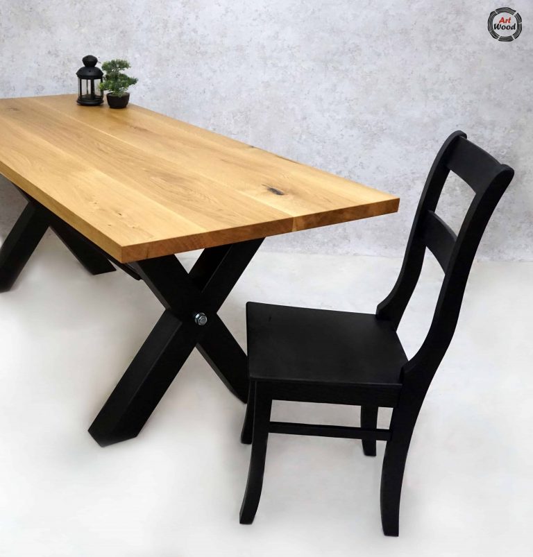 stół dębowy loftowy z krzesłem
