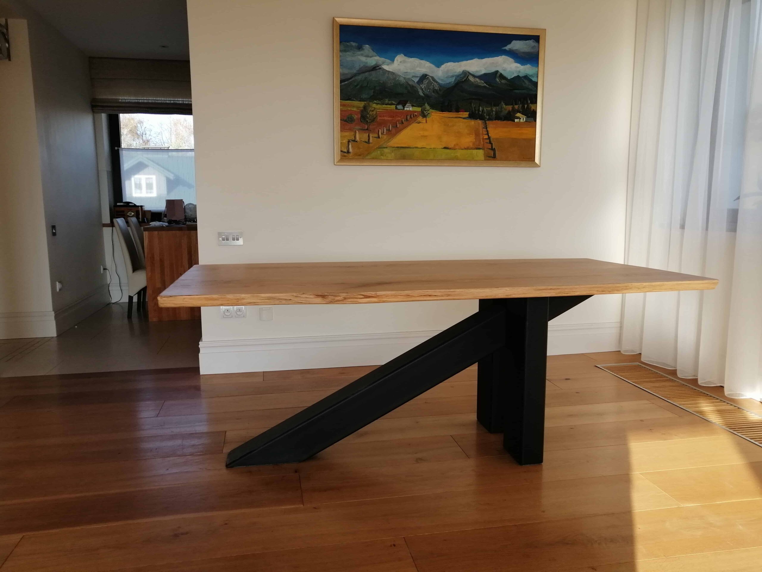 Stół z drewnianym blatem litym NASH